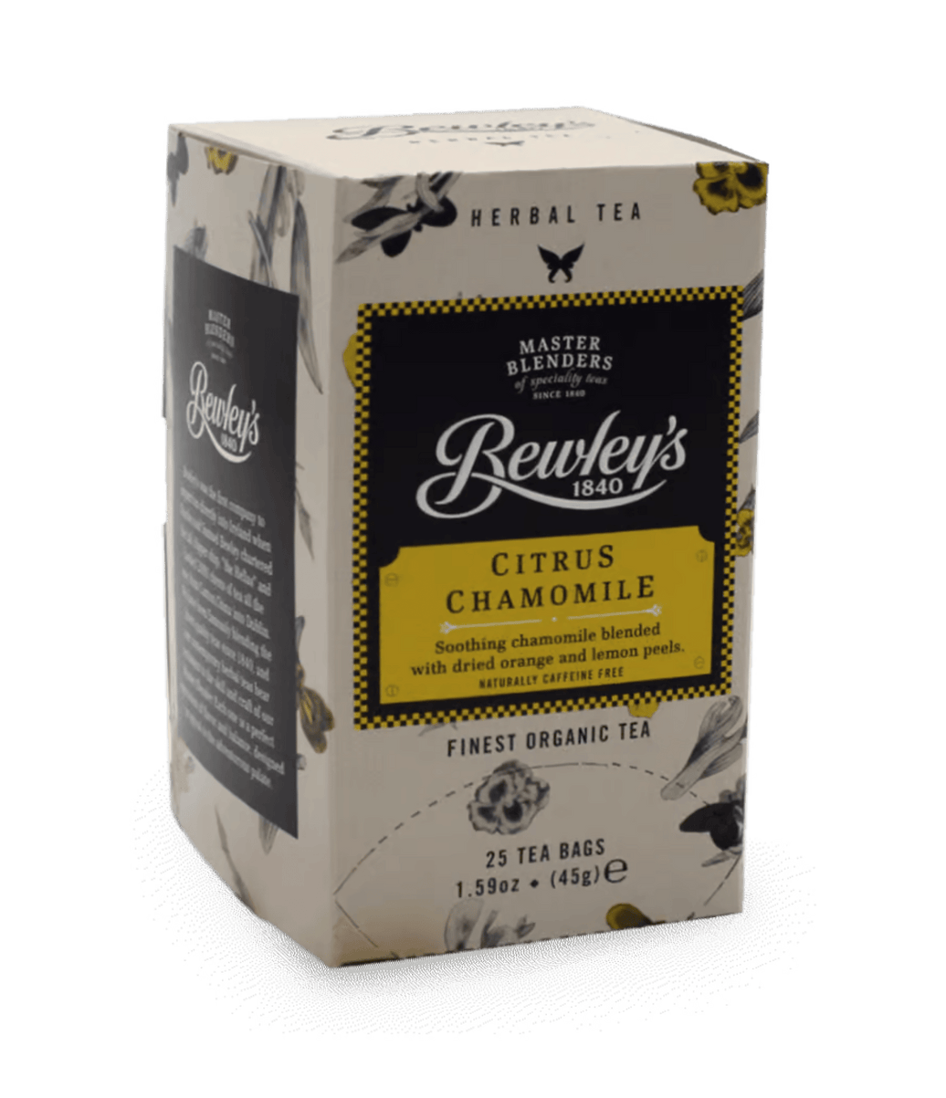 Box of Bewley's Citrus Chamomile tea on a transparent background