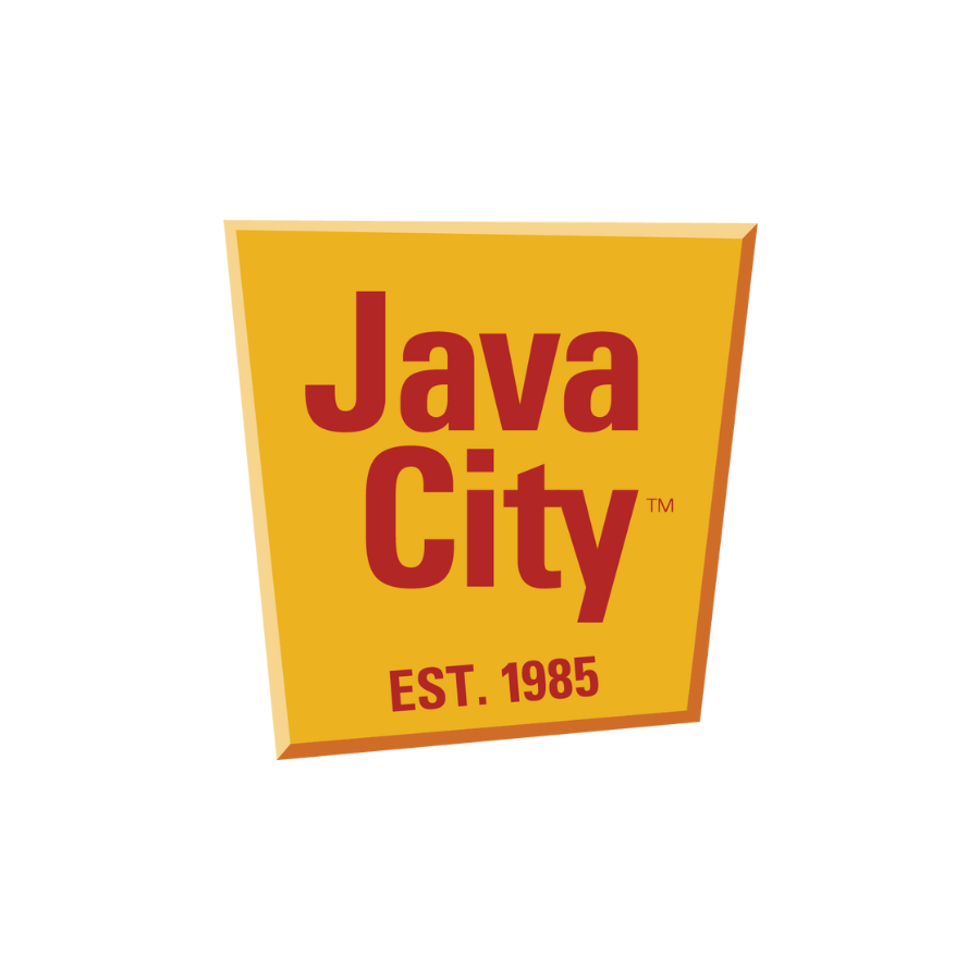 Java City logo with red text on a yellow background