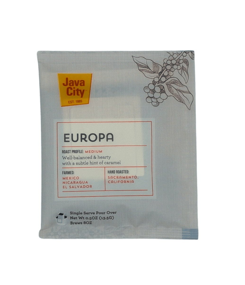Java City Europa single-serve coffee package on a transparent background
