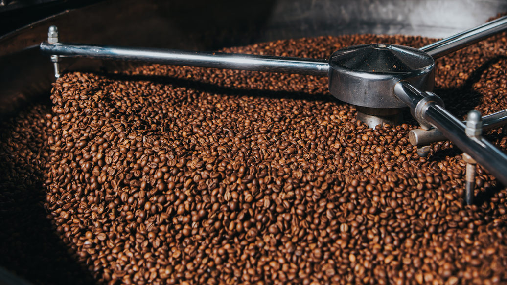 coffee beans in roaster