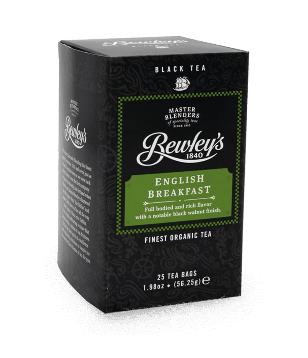 Bewley's English Breakfast tea packaging on a transparent background