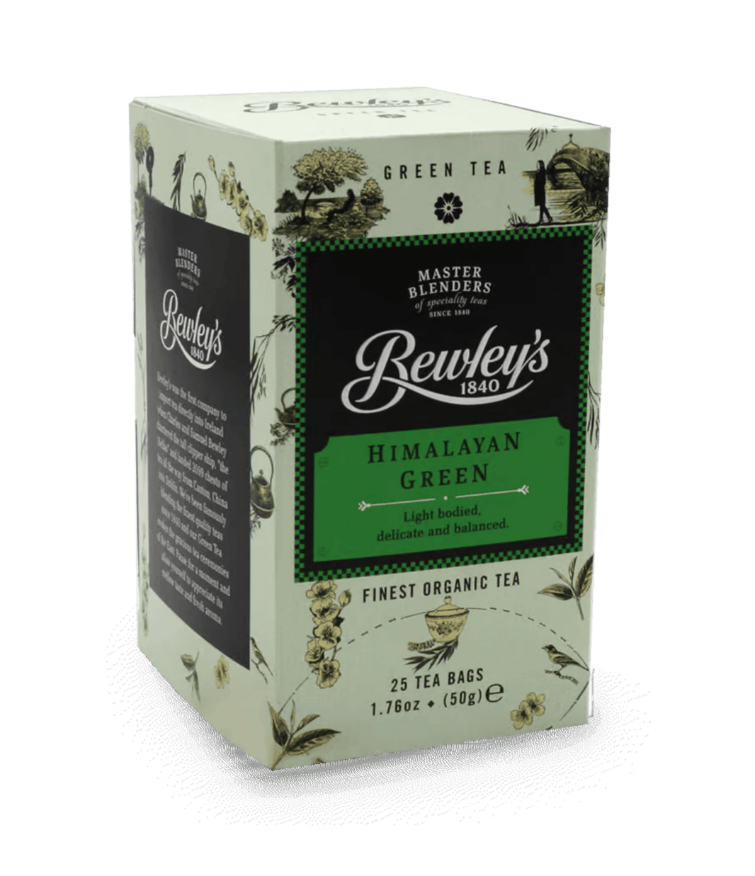 Bewley's Himalayan Green tea box on a transparent background