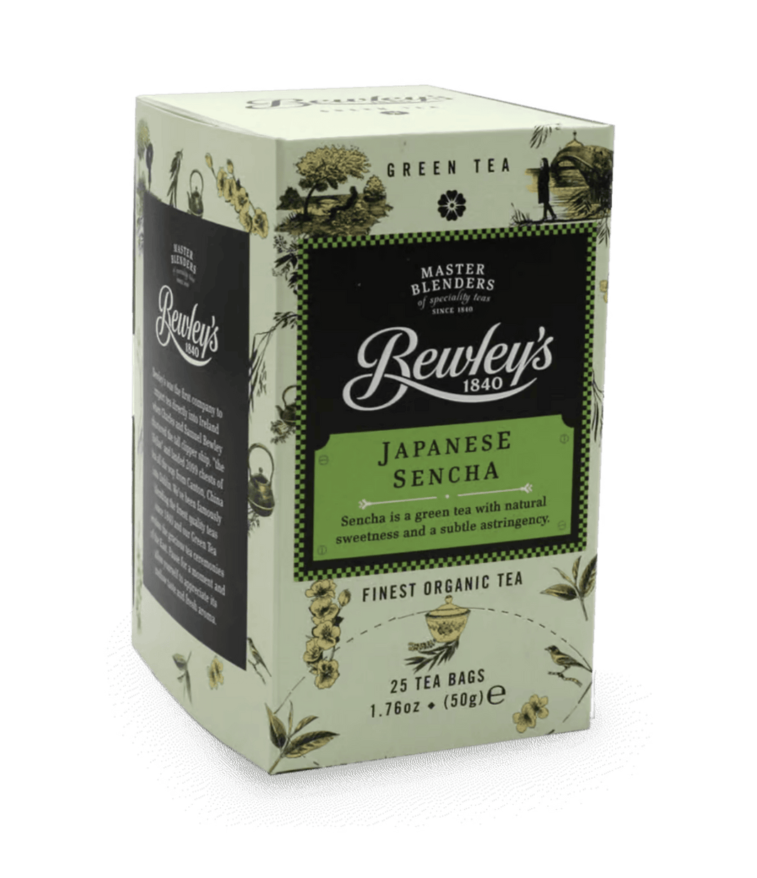 Bewley's Japanese Sencha green tea packaging on a white background