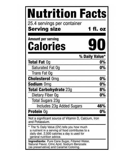 A Nutrition Facts label on a plain white background, showing a serving size of 1 fl. oz.