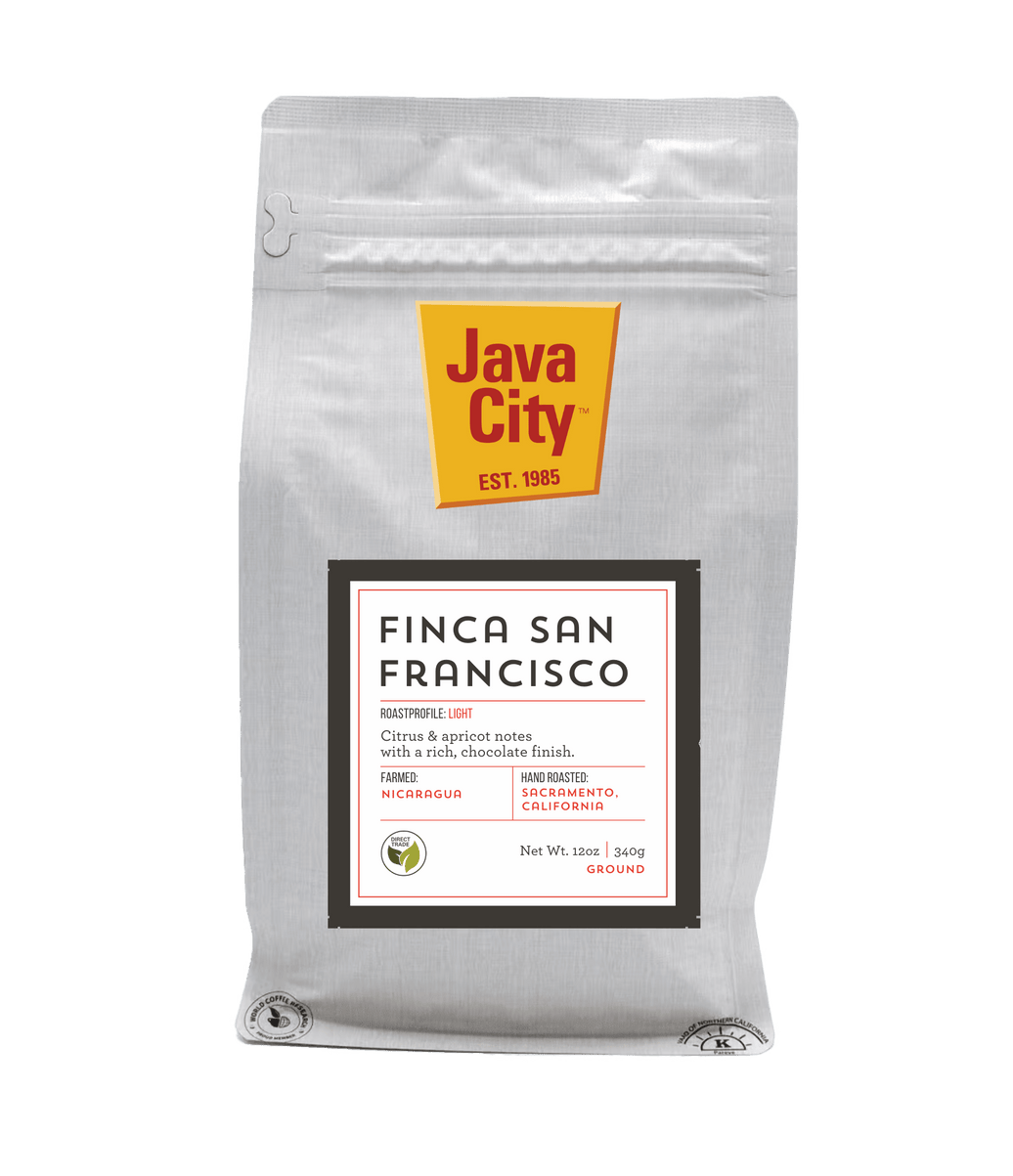 Java City Finca San Francisco coffee package on a transparent background