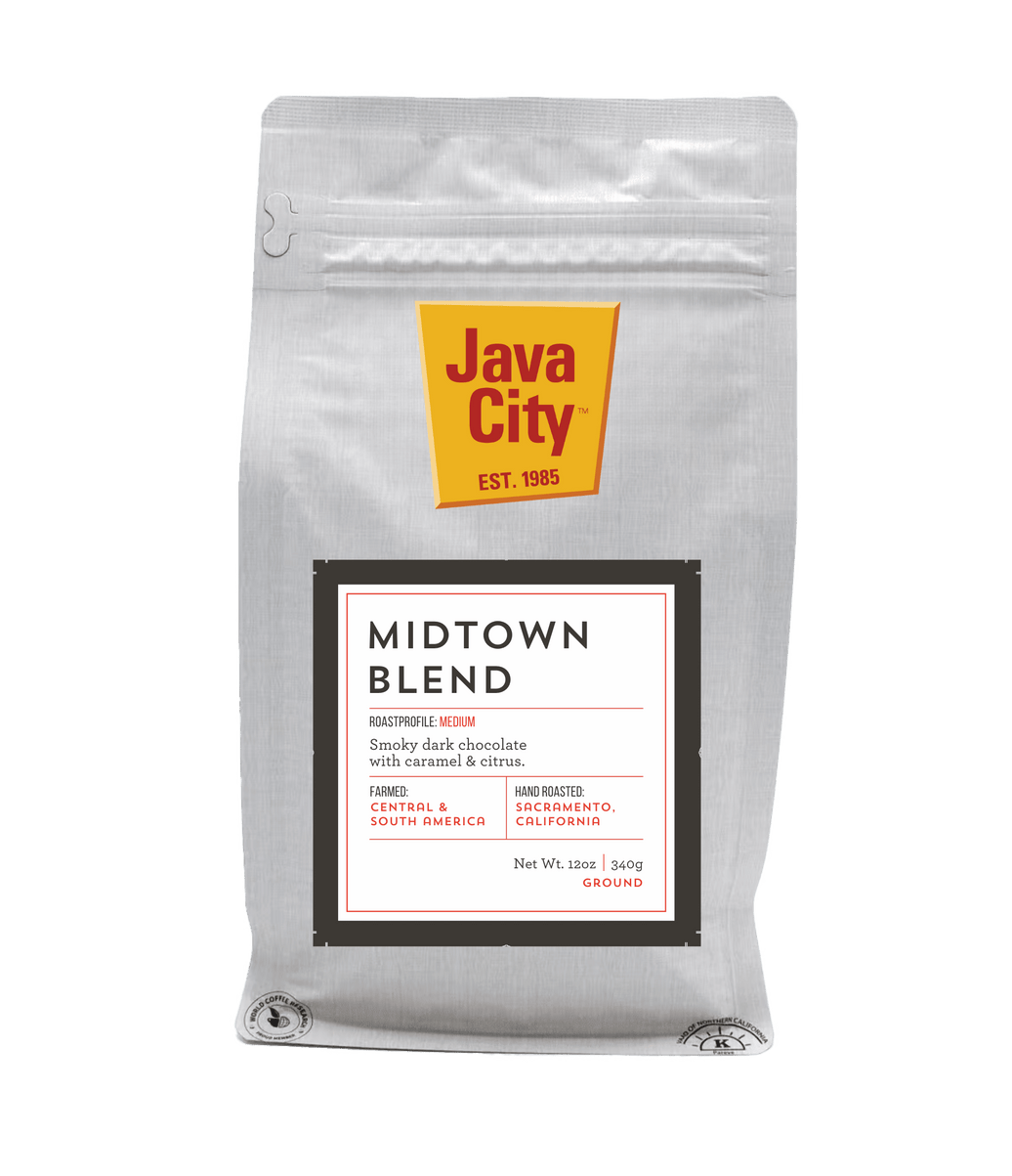 Java City Midtown Blend coffee package on a transparent background