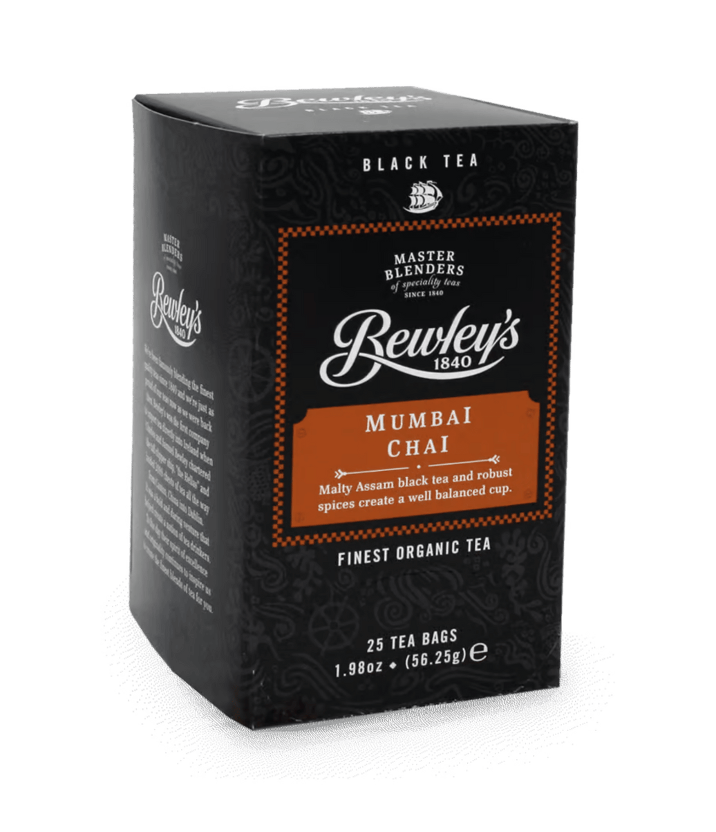 Bewley's Mumbai Chai tea package on a white background